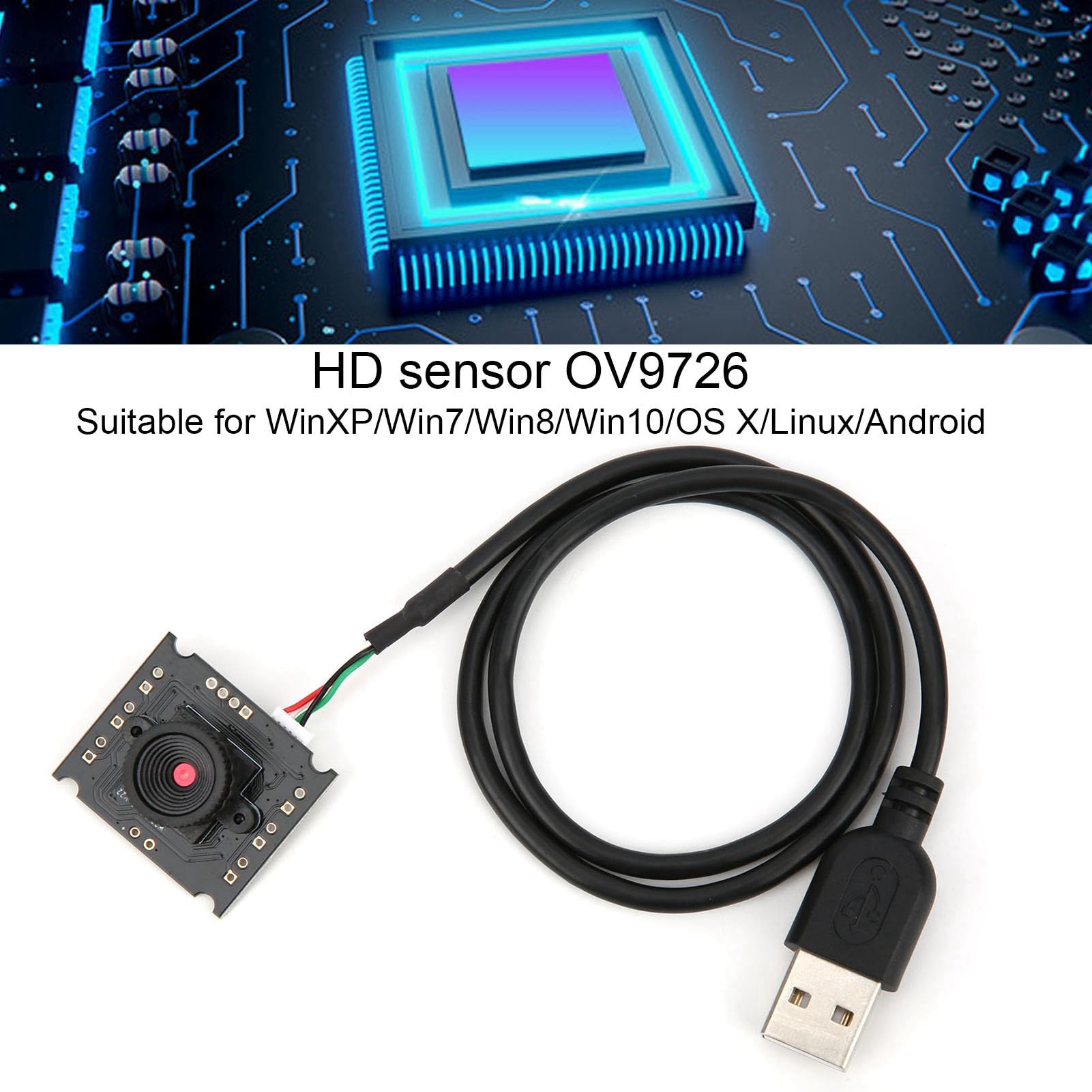 Acouto USB Camera Module HBV-W202012HD - High Definition Webcam for Windows XP/7/8/10 & macOS - Perfect for Video Conferencing, Live Streaming & Online Classes