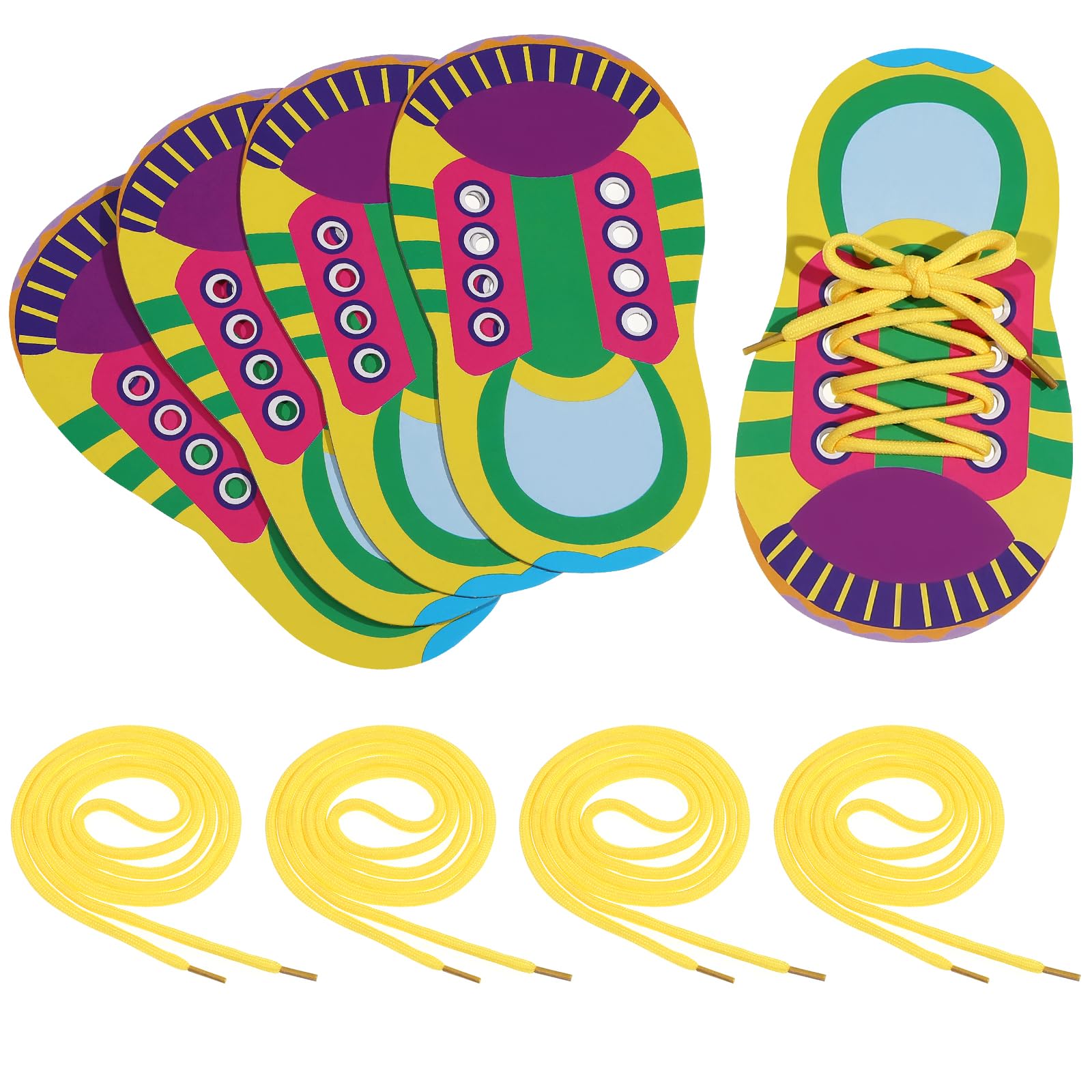 NUOBESTY Kids Learn to Tie Shoelaces Toy - 5 Sets Fine Motor Skills Teaching Toys for Toddlers & Preschoolers - Early Educational Lacing Activity for Shoe Tying Practice at Home or School