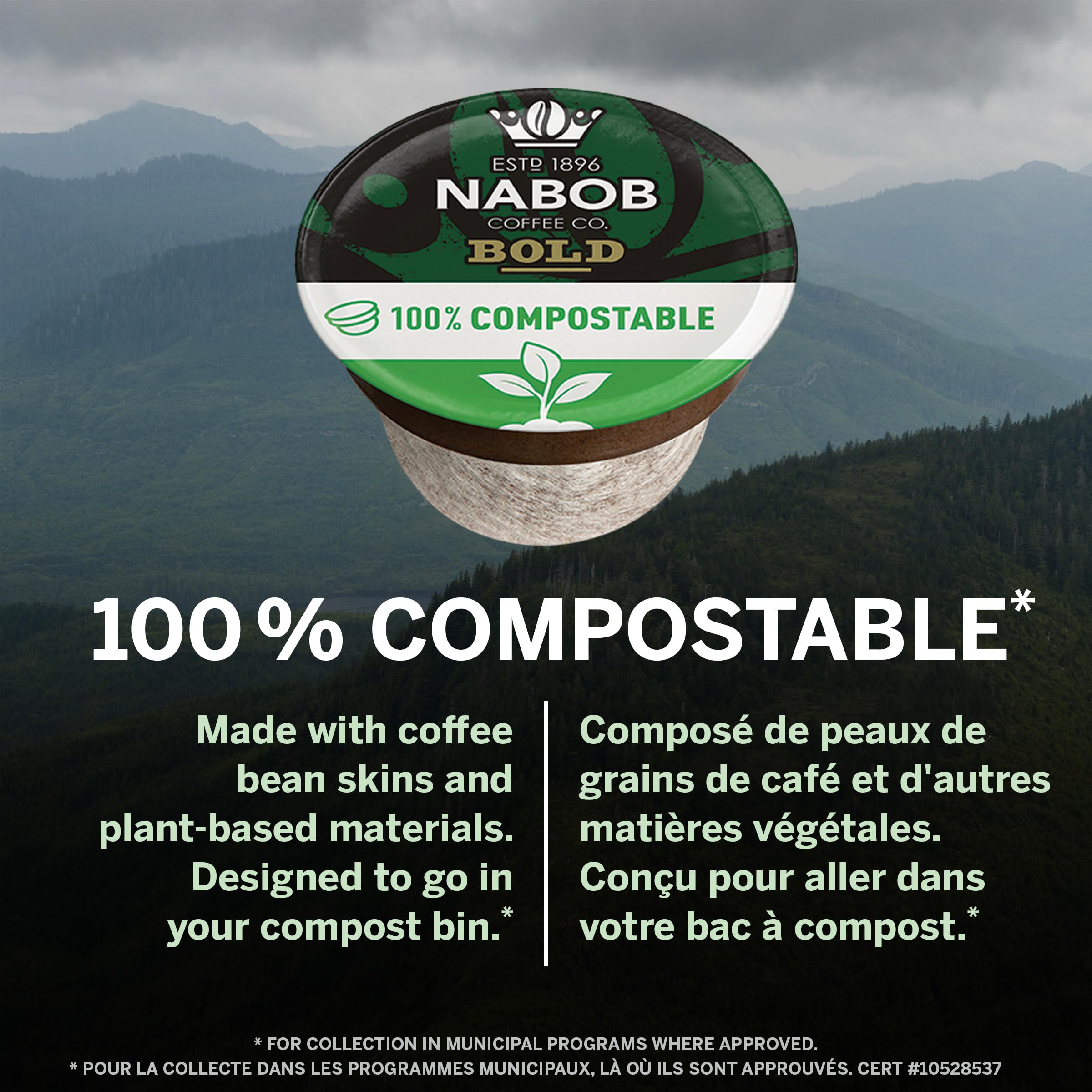 Nabob Full City Dark Roast Coffee Pods - 100% Compostable, 120 Count (4 Boxes of 30) - Premium Canadian Import - Perfect for Keurig Machines & Eco-Conscious Coffee Lovers