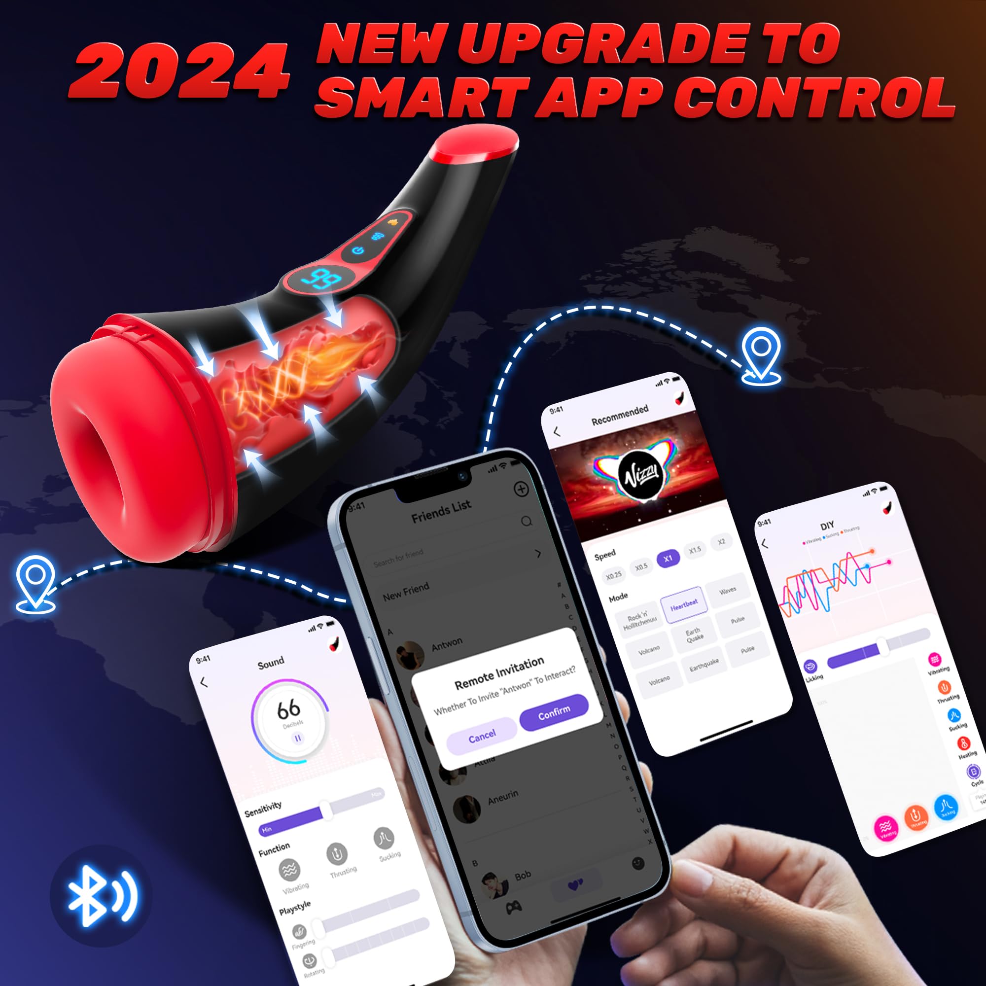 **APP Controlled Male Masturbator - 9 Suction & 9 Vibration Modes, 3D Textured Sleeve with Heating & LCD Display - Realistic Blowjob Experience for Men | Perfect for Solo Play & Discreet Use at Home**