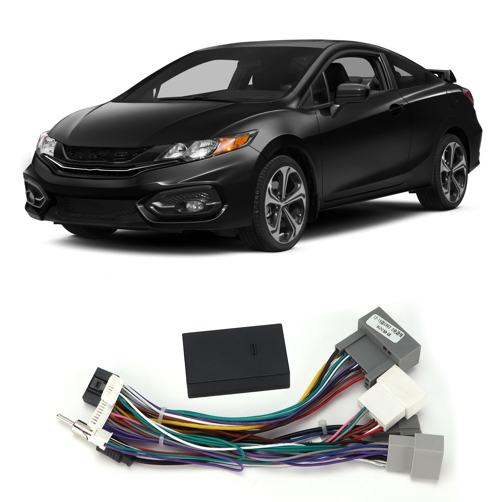 Aramox 16Pin ABS & Rubber Car Stereo Wiring Harness Adapter with CANBUS Box - Compatible with Honda CRV & Civic 2012-2015 | Audio Power Connector for Easy Radio Installation & Aftermarket Head Unit Upgrade