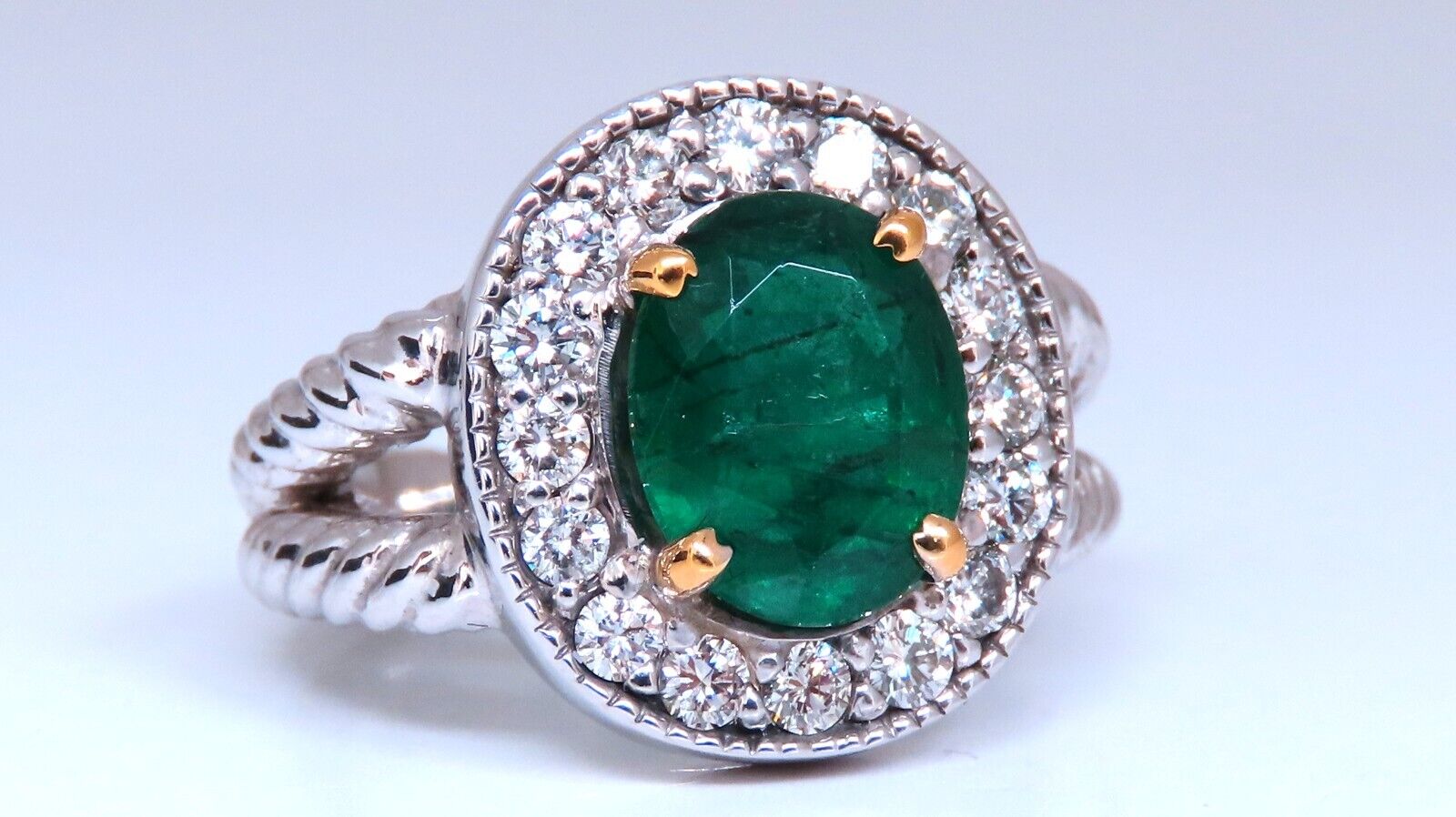 14Kt Natural Emerald Diamond Ring - 2.69ct Oval Brilliant Cut for Engagement, Anniversary & Special Occasions