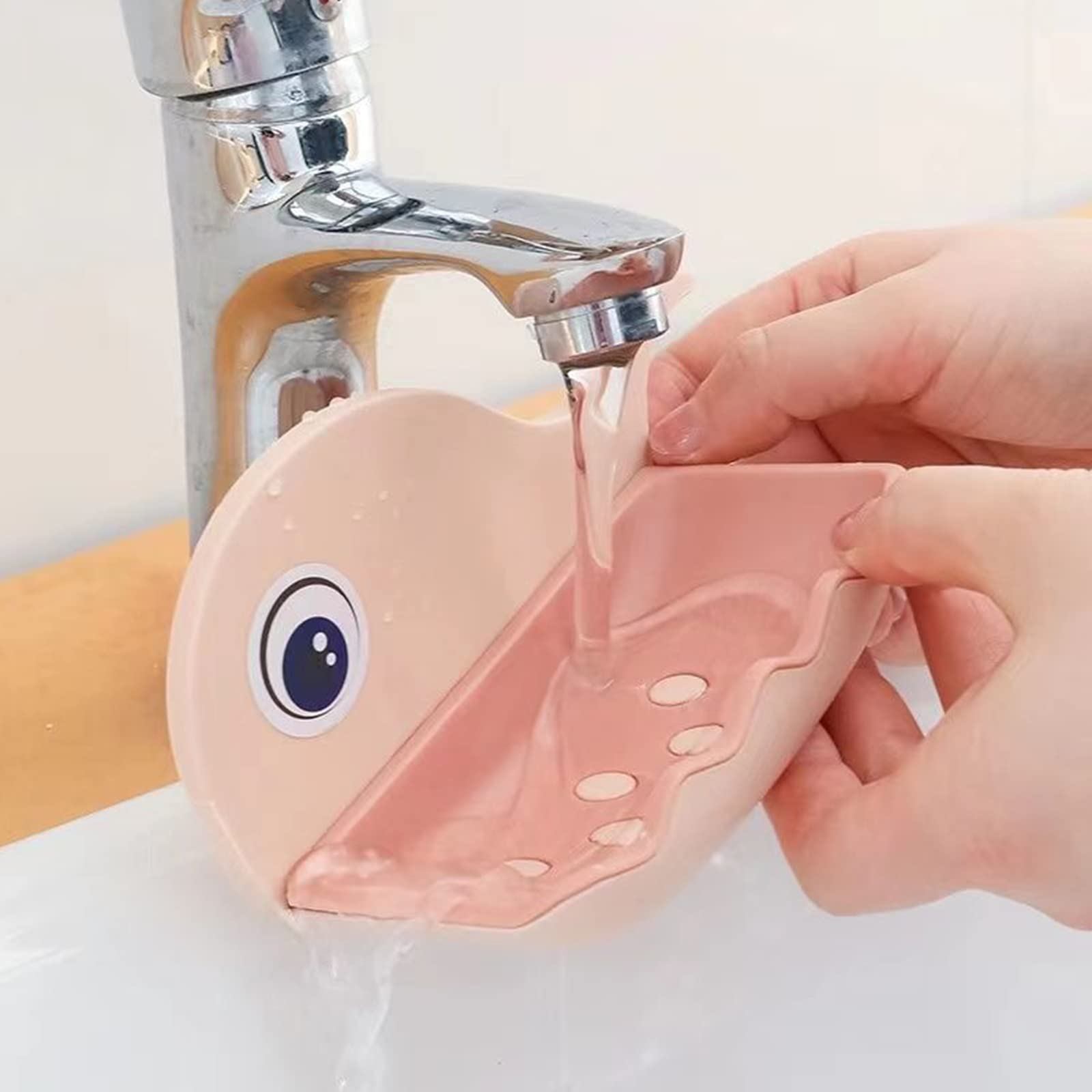Wolpin Soap Holder for Bathroom & Kitchen - Wall Mounted Soap Dish with Magic Stickers, Fish Design (Pack of 2, Random Color Plastic) - Perfect for Sink, Shower, and Countertop Organization