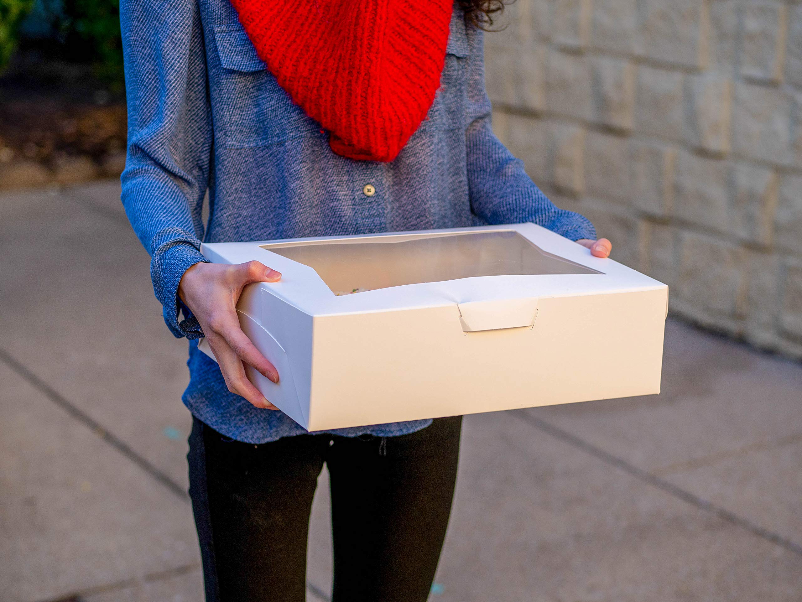 Premium SCT White Window Bakery Boxes with Attached Flip Top Lid - 6x6x3 Inch - 200 Count Bulk Pack - Perfect for Cupcakes, Cookies & Pastries - Commercial & Home Baking Use