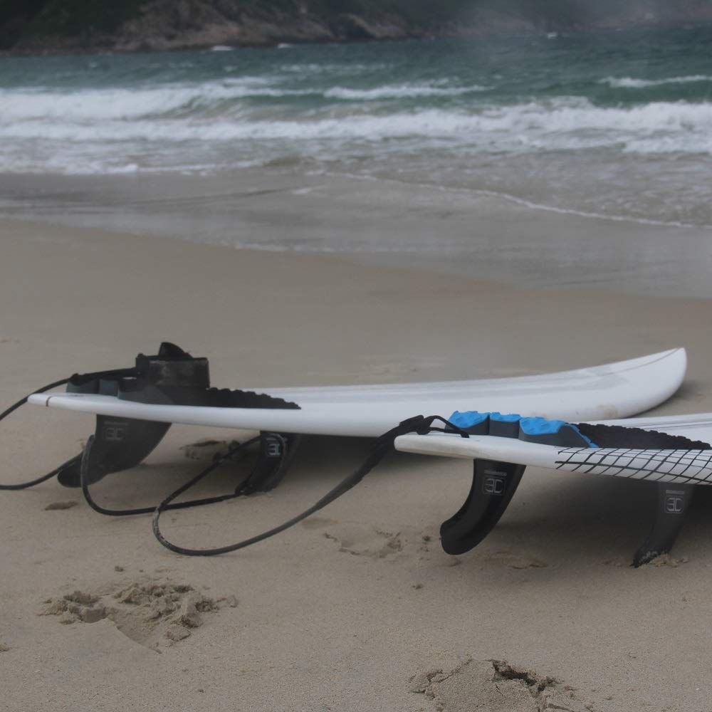 OCEANBROAD Surfboard Fin Thruster Set - 3 Fins Compatible with FCS/Future Fin Box Systems - Includes Screws, Wax Comb & Key - Perfect for Shortboard Surfing & Wave Performance