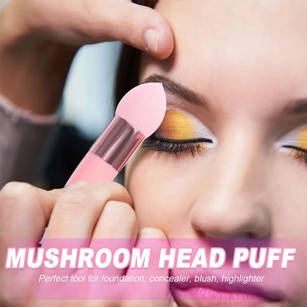 Beavorty 6pcs Little Mushroom Makeup Sponge Pens with Handle - Blending Sponge for Foundation, Concealer & Loose Powder - Travel-Friendly Makeup Puff for Flawless Face Makeup Application