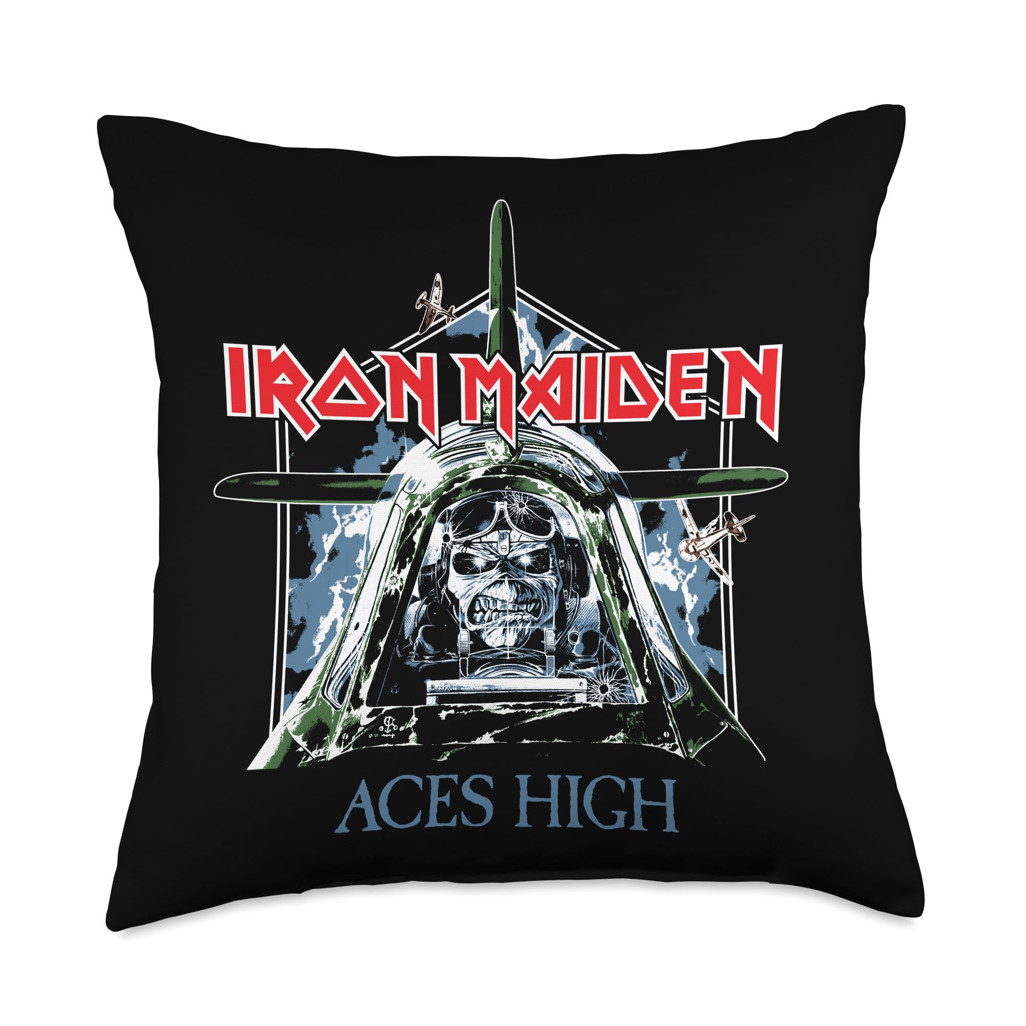Iron Maiden - Aces High Throw Pillow | Heavy Metal Band Decor | Soft Cushion for Bed, Sofa & Gaming Chair | Perfect Gift for Rock Music Fans
