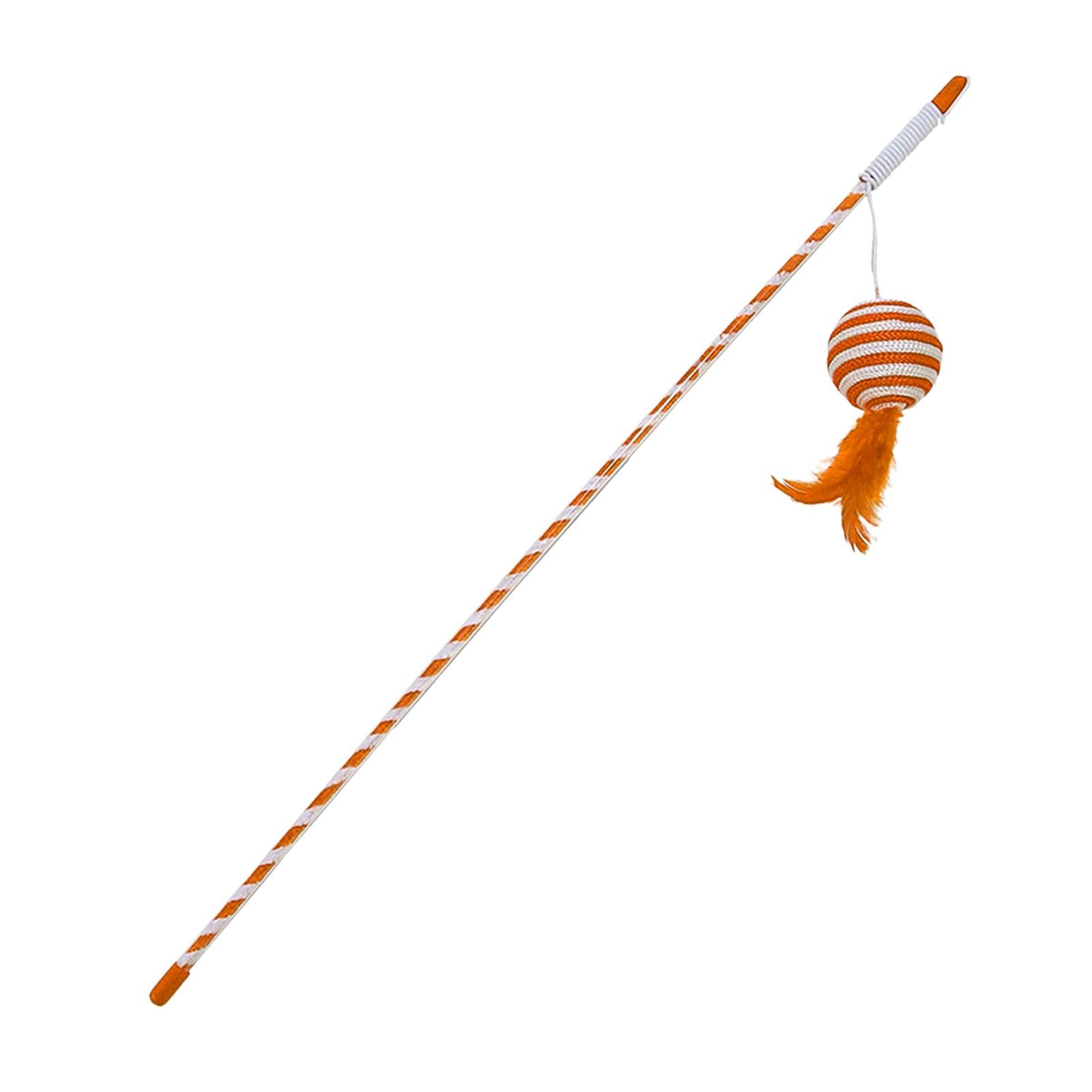 FAKEME Interactive Cat Feather Teaser Wand Toy - Fun Exercise Stick for Indoor Cats & Kittens - Orange Feather Teaser for Playtime, Hunting Simulation & Bonding