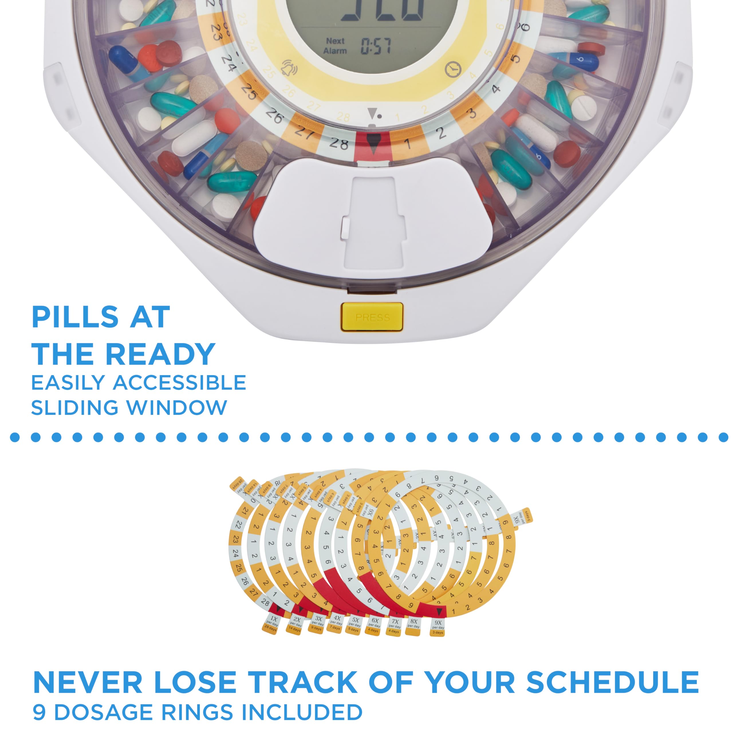 LiveFine Bluetooth Automatic Pill Dispenser - 28-Day Medication Organizer with Smart Alerts, Key Lock & App Control for Prescriptions, Vitamins & Supplements (Clear Lid) - Perfect for Elderly Care & Daily Medication Management