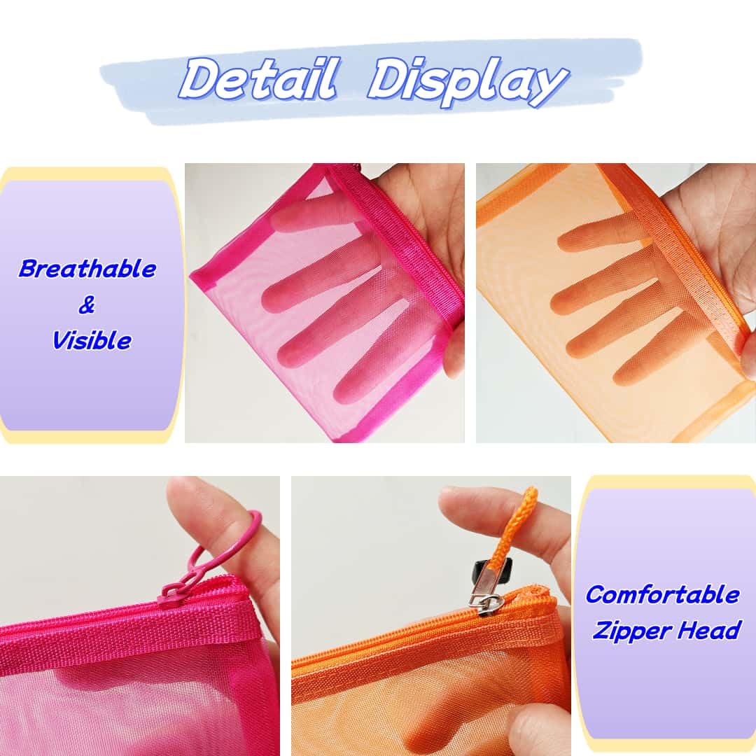 5 Pack Small Zipper Pouch & 5 Pack Mesh Pencil Pouches - Mini Organizer Bags for Purse, Travel, Toiletries, Diapers & School Supplies | Compact Storage for Cosmetics, Stationery & Essentials