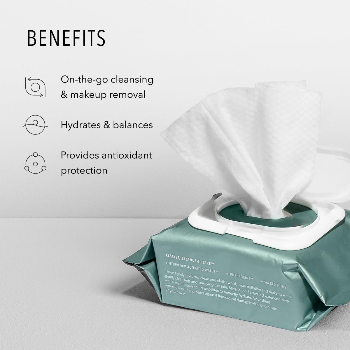 HydroPeptide HydroActive Cleanser Micellar Facial Wipes - 5 Pack (150 Count) | Gentle Makeup Remover, Deep Cleansing for Dirt & Oil, Hydrating Facial Cloths | Perfect for Travel, Gym & Daily Skincare Routine