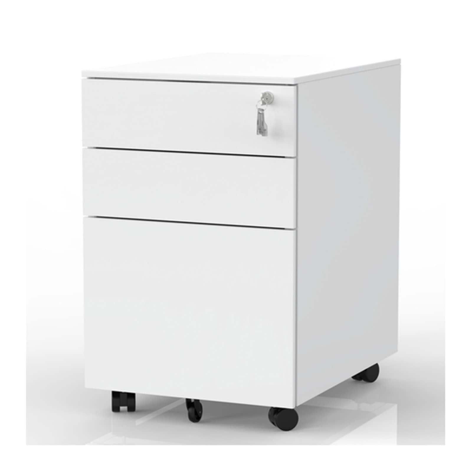Lockable Mobile Metal File Cabinet with Drawers - Under Desk Storage Cabinet, Fully Assembled (White) - Perfect for Office, Home, or Classroom Organization
