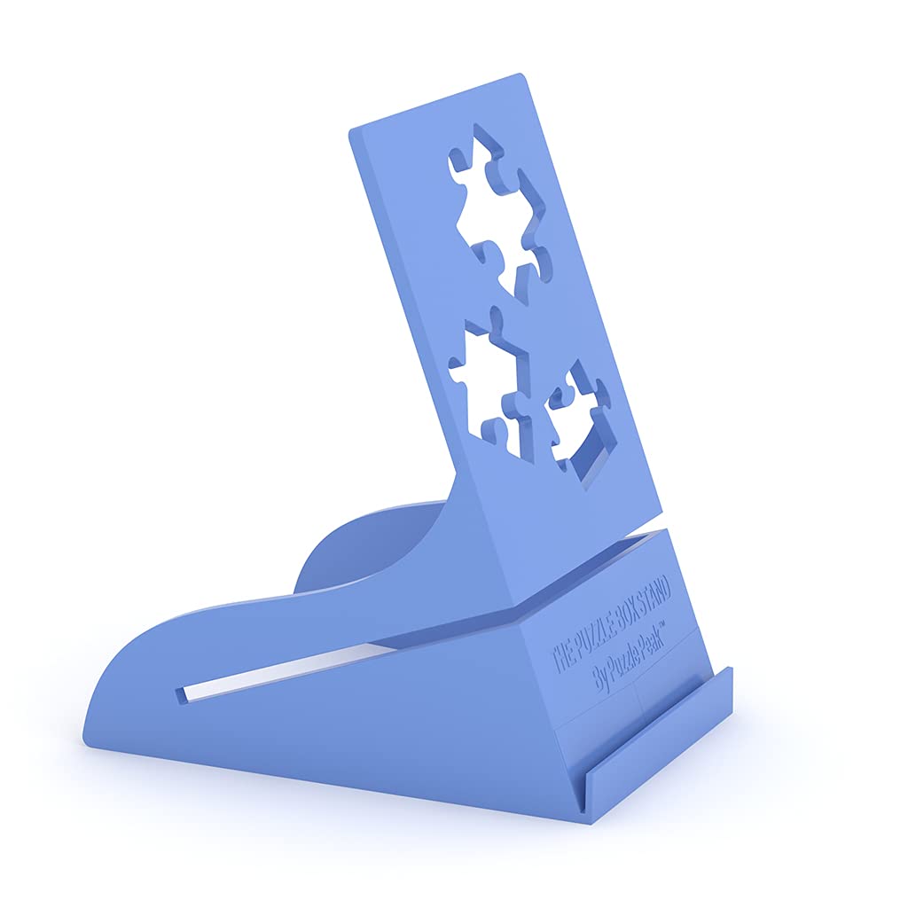 Premium Puzzle Peak All-in-One Jigsaw Puzzle Box Stand & Poster Holder - Organizer for 1000-3000 Piece Puzzles - Blue - Perfect for Family Game Nights & Relaxation Therapy