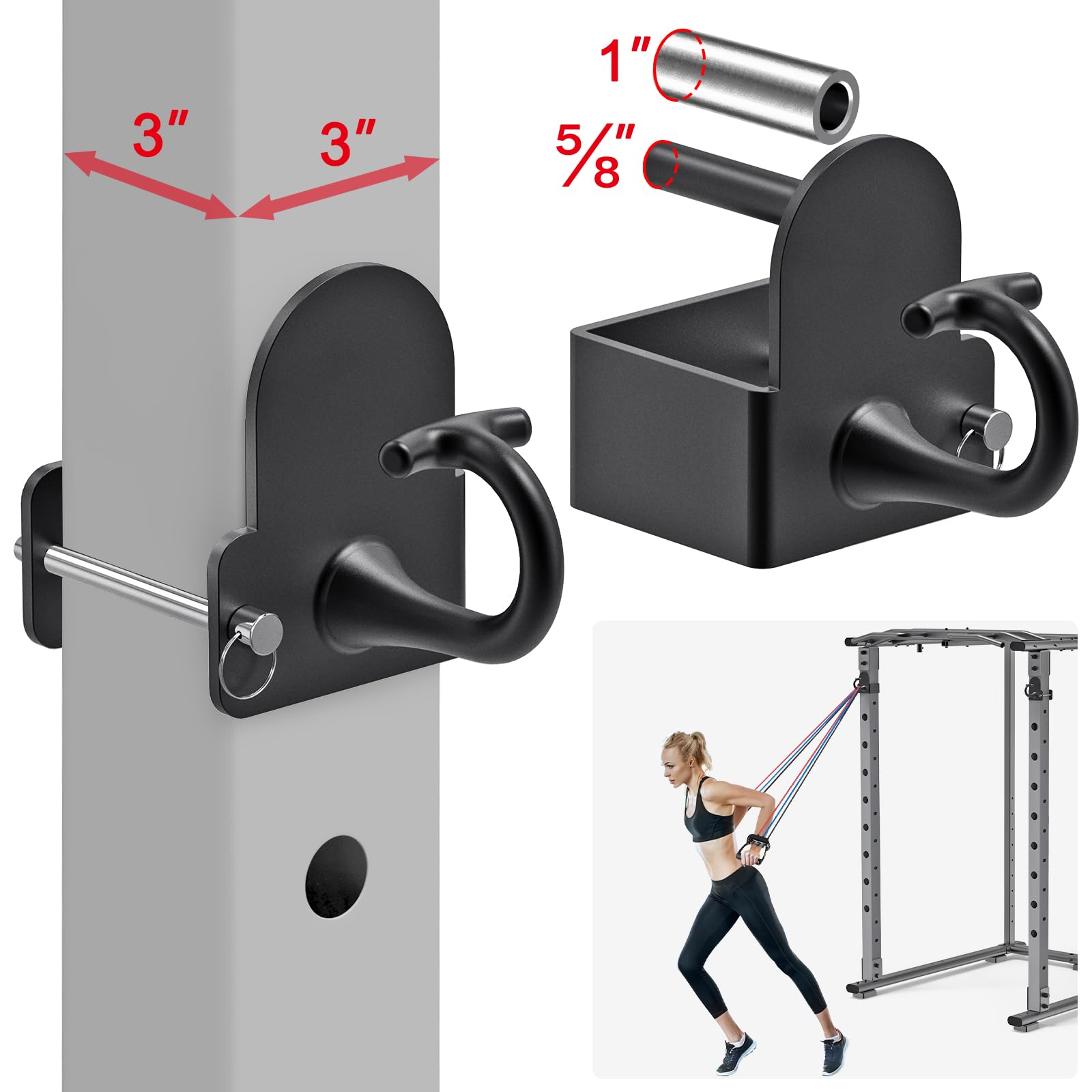 Kipika Heavy Duty Power Cage Squat Rack Accessories - 2 Pack Gym Hooks for Resistance Bands, Compatible with 5/8