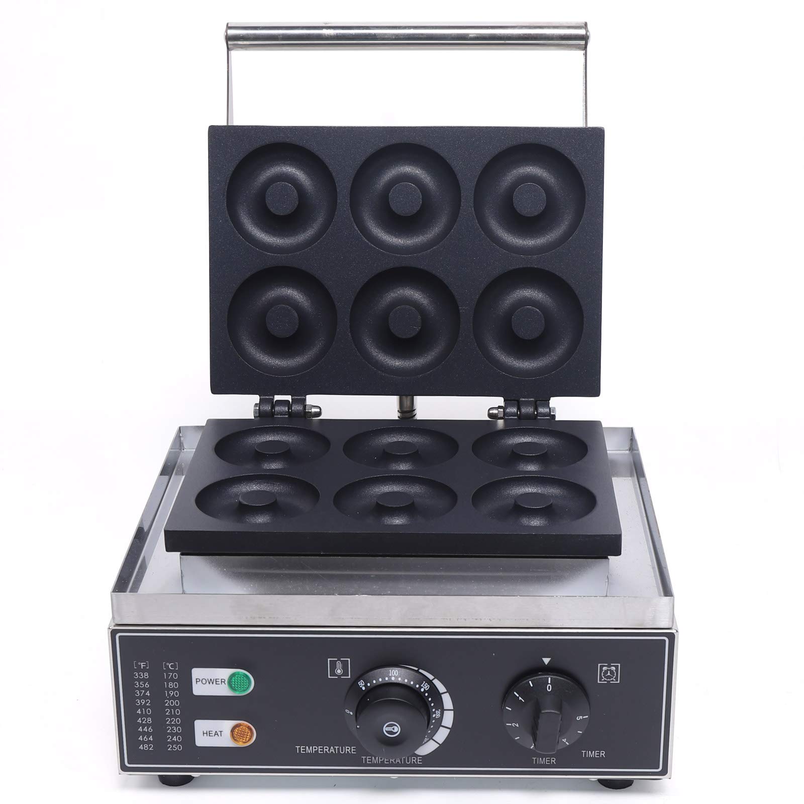 Commercial Donut Maker Machine - 6 Holes Double-Sided Heating Waffle Donut Maker | 110V 1550W Electric Doughnut Maker | Non-Stick Professional Bakery Equipment for Kitchen, Dessert Shop, Cafe & Home Use