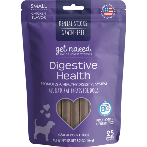 Naked Digestive Health Dog Dental Chew Sticks for Small & Large Breeds - Natural Teeth Cleaning & Breath Freshener Treats for Puppies & Adult Dogs - Perfect for Daily Oral Care & Training Rewards
