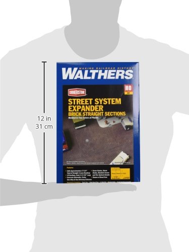 Walthers Cornerstone Series HO Scale Model Brick Street System Straight Sections - Perfect for Model Train Layouts, Dioramas, and Architectural Scenes