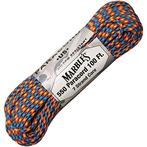 Fire & Ice Marbles Parachute Cord - Premium Paracord for Survival, Camping & Outdoor Gear (DIY, Crafts, Keychains, Bracelets)