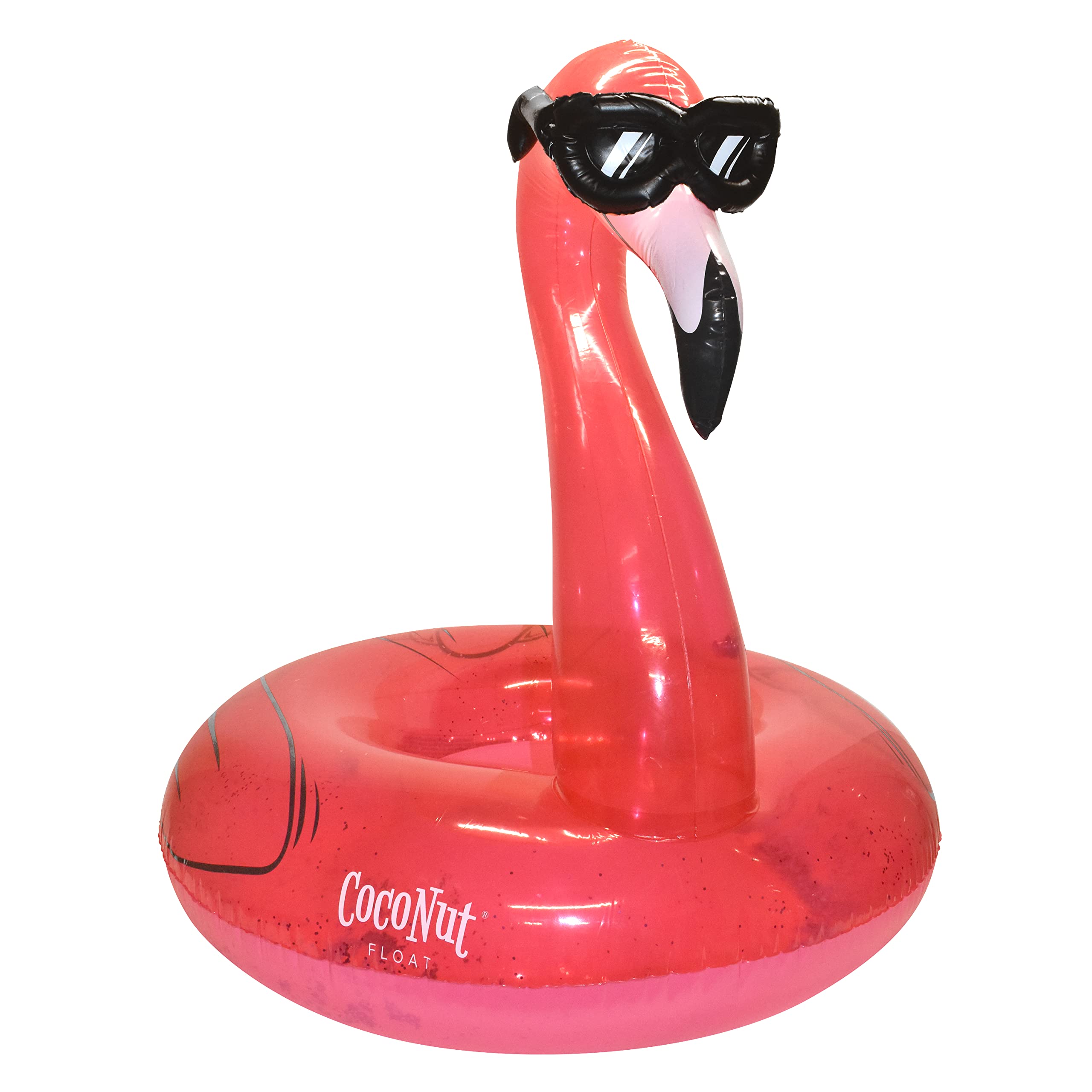 Coconut Outdoor Flamingo with Shades Pool Float – Inflatable Pool Ring for Adults & Kids – Durable Lounge Tube, Summer Water Toy – Fun Flamingo Decor for Pool Parties, Beach Vacations, Backyard Gatherings – Ages 8+ Years
