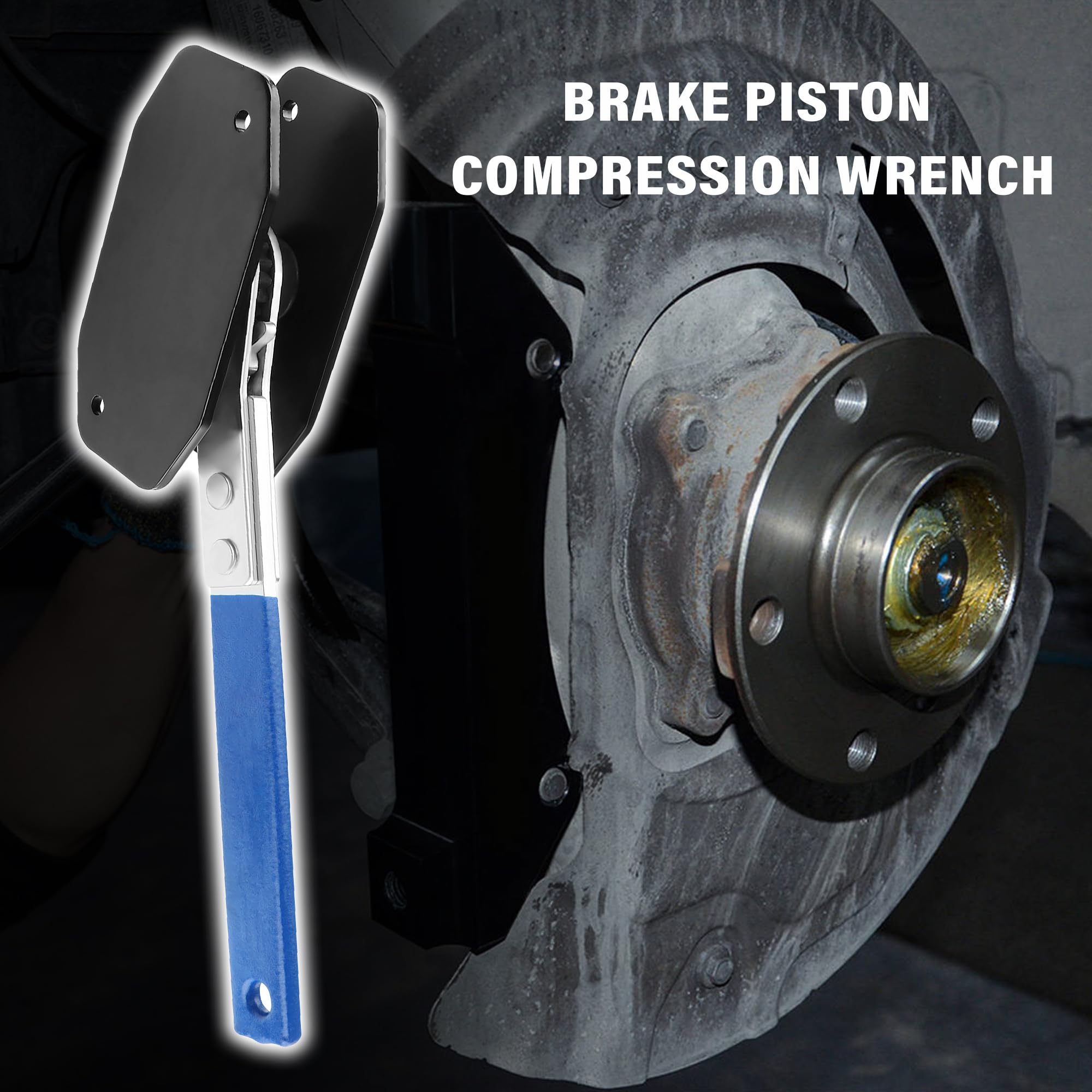 Professional Brake Caliper Compression Tool with 360° Rotating Ratchet - Caliper Piston Compressor & Brake Pad Spreader for Single/Twin/Quad Piston Calipers (Blue) - Perfect for DIY Auto Repair & Mechanic Shop Maintenance