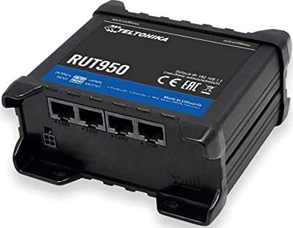 Teltonika RUT950 Industrial 4G LTE WiFi Router with Dual SIM, VPN & Hotspot | Verizon/AT&T/T-Mobile Compatible | Automatic Failover & WAN Backup | Ideal for Remote Work, IoT & Industrial Applications