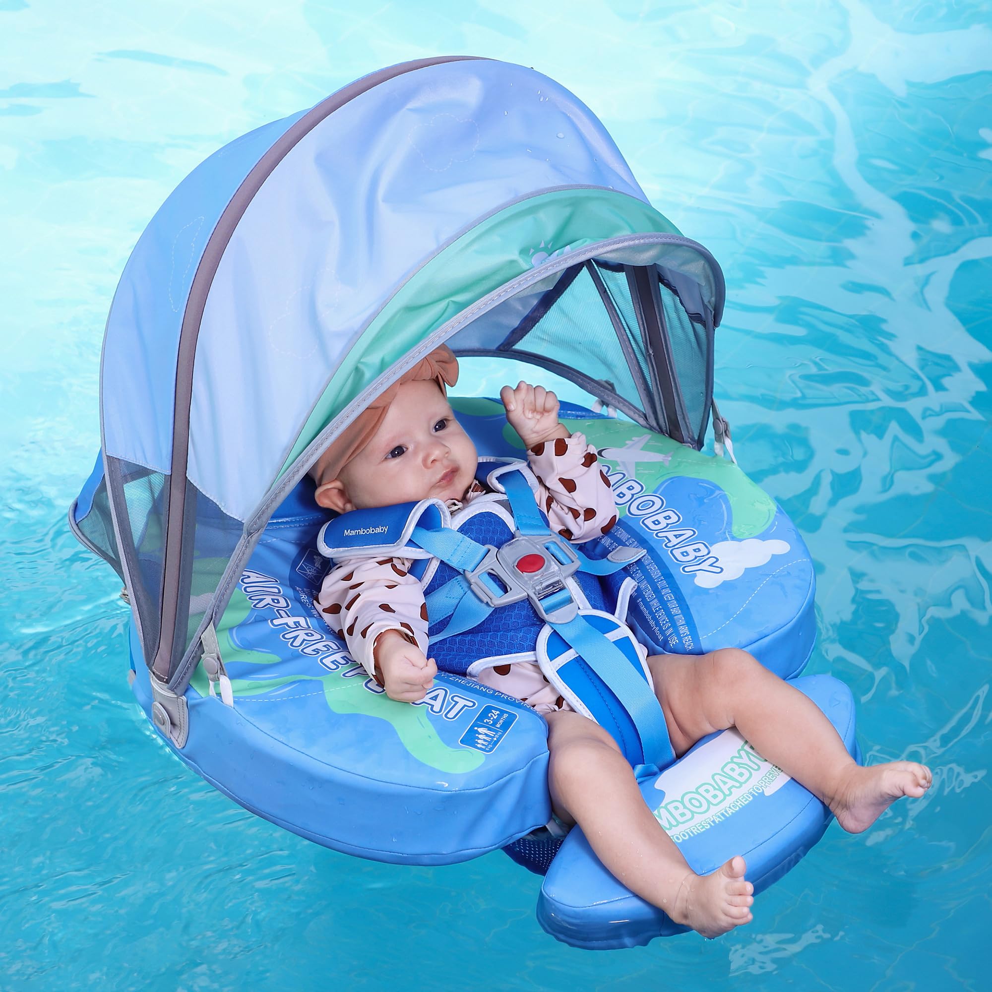Mambobaby Baby Float with Sun Canopy & Tail - Safe Inflatable Pool Float for Toddlers & Kids - Perfect for Swimming, Beach, and Backyard Pools