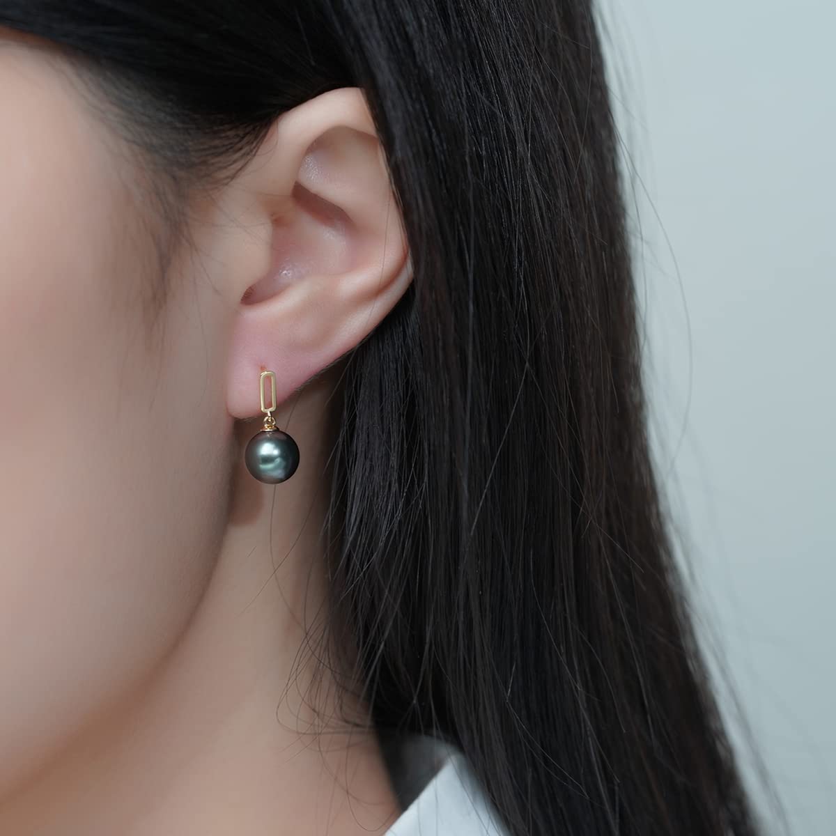 18K Gold Tahitian South Sea Cultured Black Pearl Drop Earrings for Women | 4A Quality Round Pearl Dangle Earrings | Perfect Gift for Anniversary, Wedding & Special Occasions