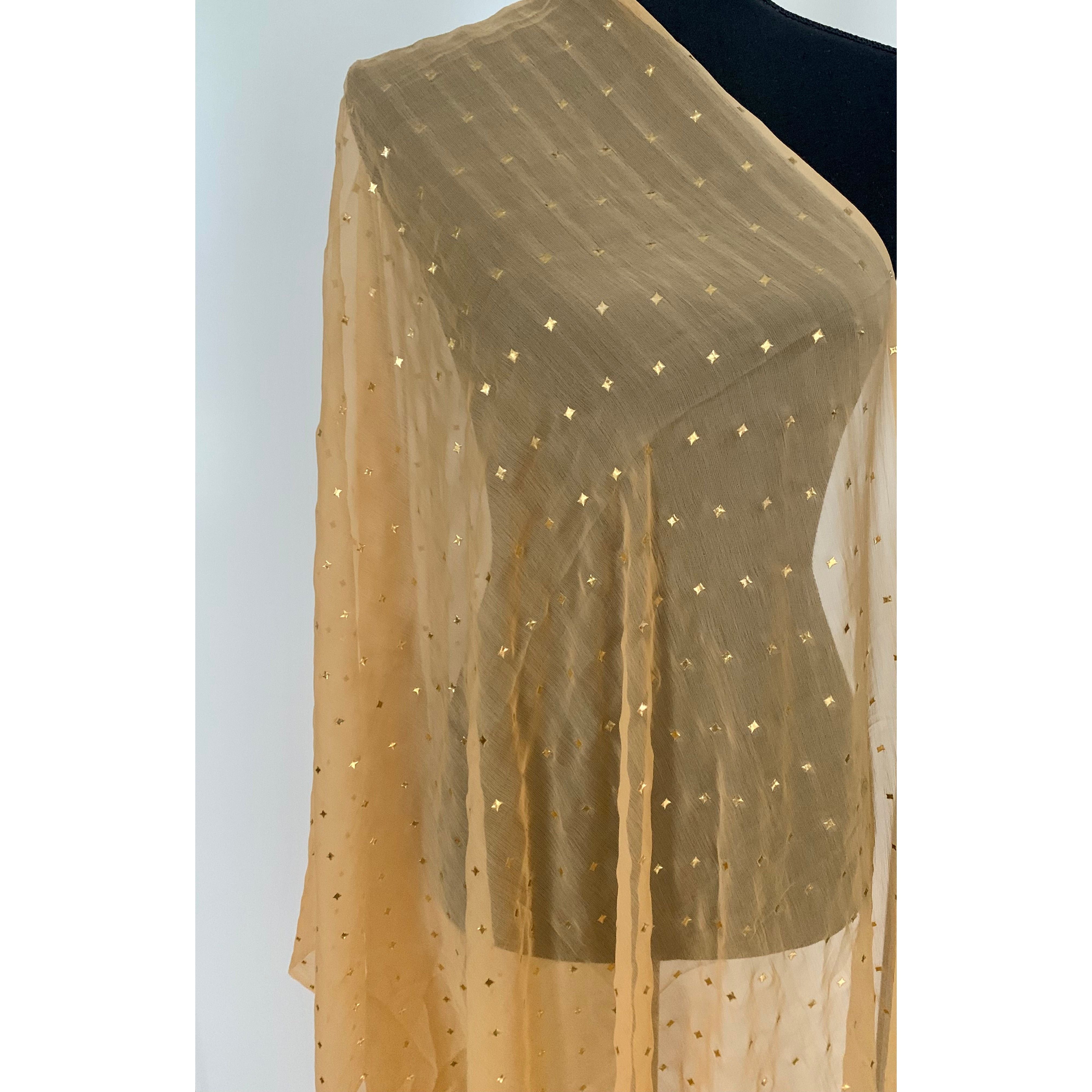 Elegant Gold Dupatta with Sparkling Stars - Perfect for Weddings, Parties & Festive Occasions