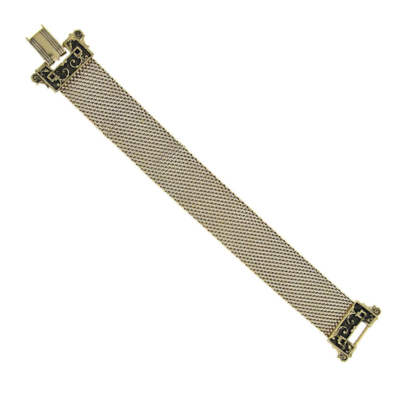 1928 Vintage Grecian Inspired Chain Mesh Clasp Bracelet - Elegant Gold/Silver Jewelry for Women - Perfect for Weddings, Parties & Evening Events
