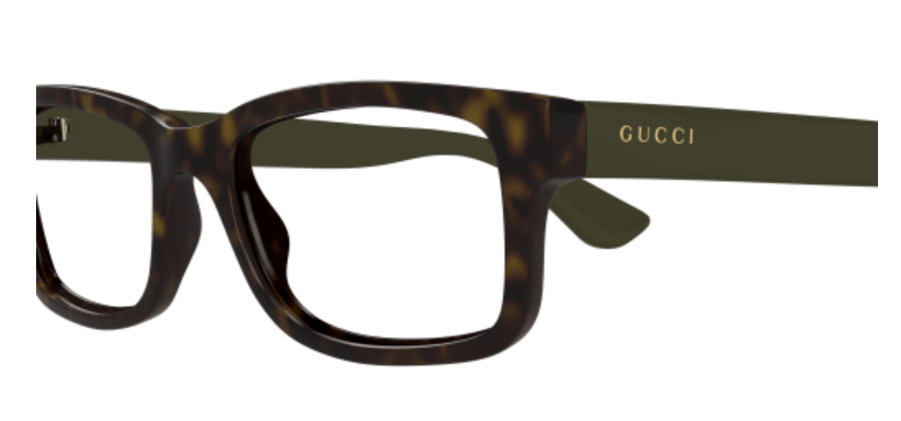 Gucci GG1717O 004 Havana/Green Rectangle Men's Eyeglasses - Stylish Prescription Glasses for Men, UV Protection, Lightweight Frame - Perfect for Office, Driving & Everyday Wear