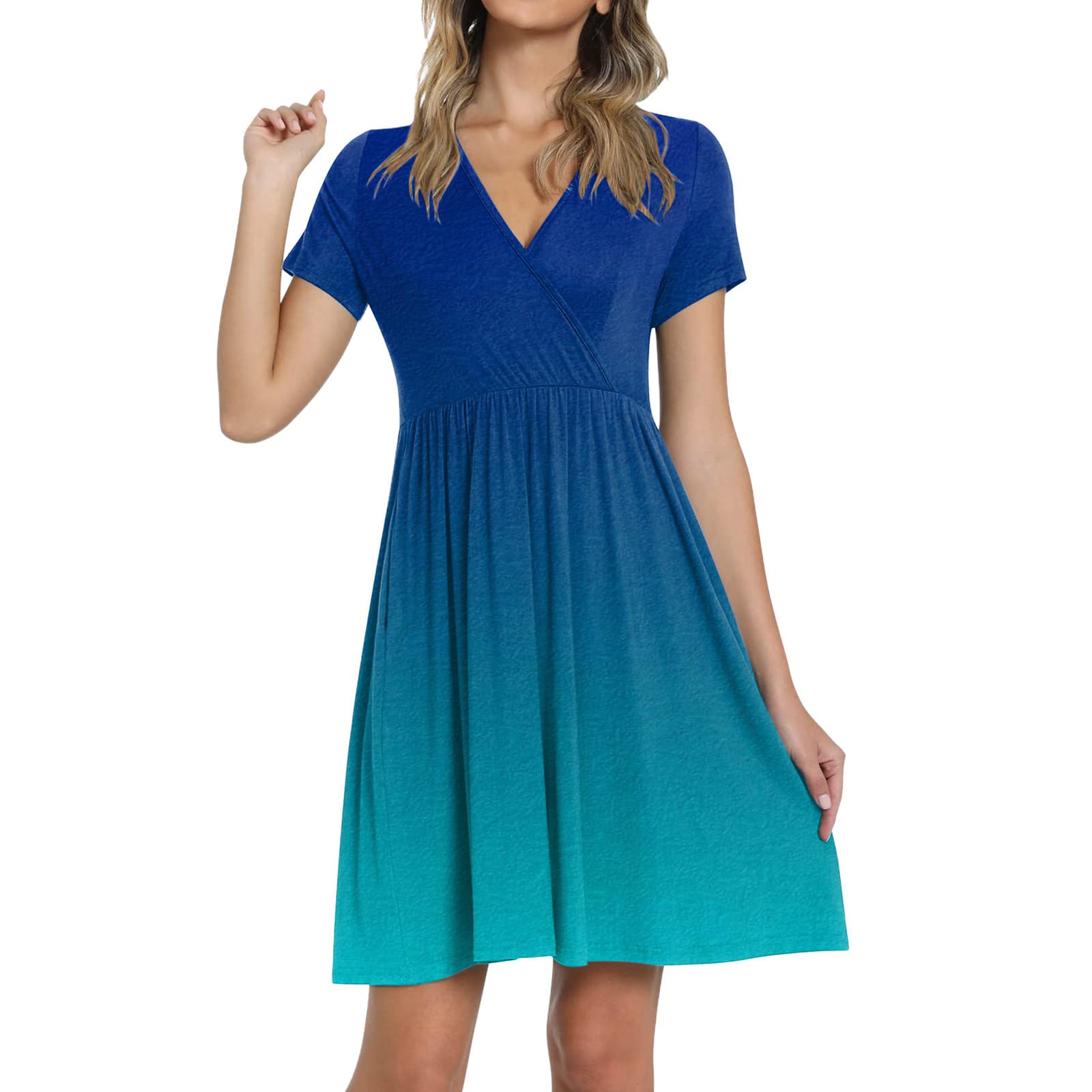 Women's Black Cotton Summer Casual Dress with Short Sleeves & Pockets - Perfect for Beach Outings, Picnics, and Everyday Wear
