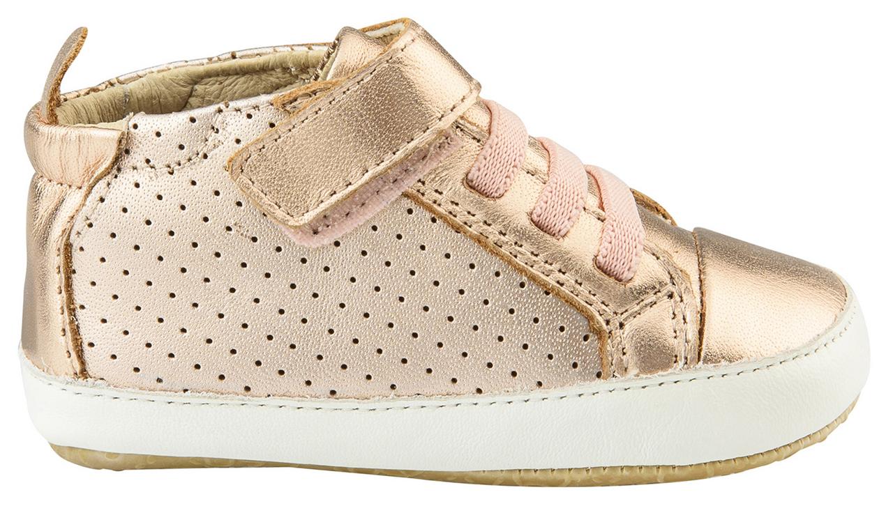 Old Soles Bambini First Walker Sneakers for Toddlers - Copper & White Leather Baby Shoes | Perfect for First Steps, Daycare & Outdoor Play