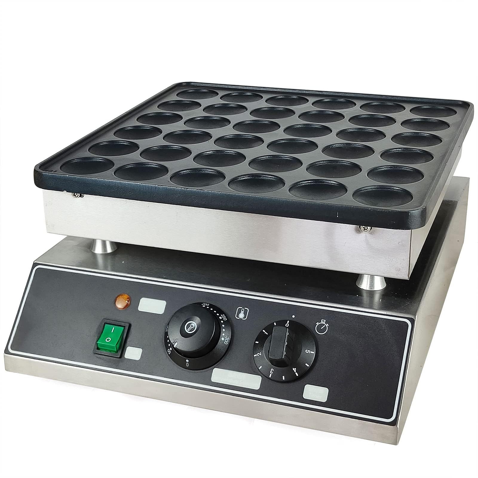 Electric Ice Cream Cone Waffle Maker Machine 1200W - Commercial & Home Use Stainless Steel Nonstick 36-Hole Muffin Baker - Perfect for Dessert Shops, Parties & Family Breakfasts