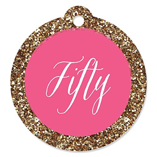 Chic 50th Birthday Party Favor Gift Tags - Pink & Gold Elegant Design (Set of 20) - Perfect for Milestone Celebrations, Anniversary Decorations & Special Event Favors