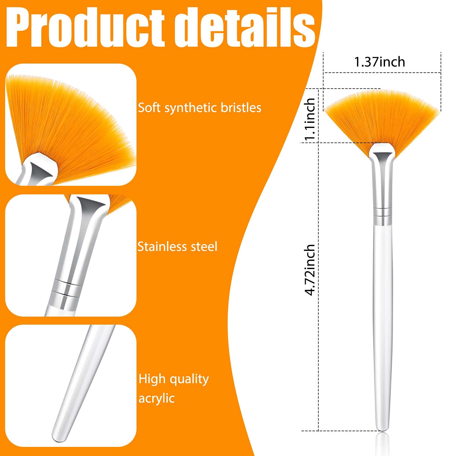 Patelai 14-Piece Fan Brush Set for Makeup - Professional Face Cosmetic Brushes for Foundation, Blush & Contouring (Yellow) - Perfect for Makeup Artists & Beauty Enthusiasts