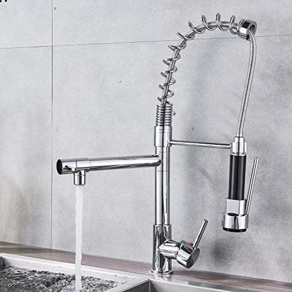 Gougeltd Chrome LED Kitchen Faucet - 360° Rotatable Brass Sink Faucet with Temperature Indicator for Hot & Cold Water - Perfect for Modern Kitchens and Bar Sinks