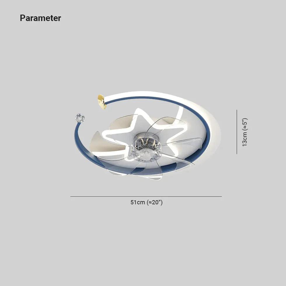 Star Ring LED Ceiling Fan with Light and Remote Control - Modern Bedroom Cooling Fan for Home, Office, and Living Room