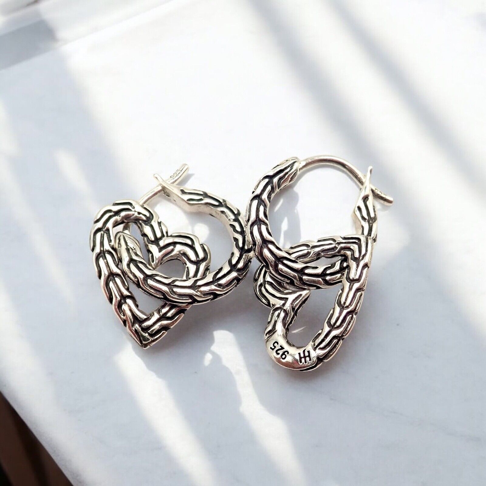 Authentic John Hardy JH Sterling Silver Manah Heart Earrings for Women - Elegant Jewelry Gift for Valentine's Day, Anniversary & Special Occasions