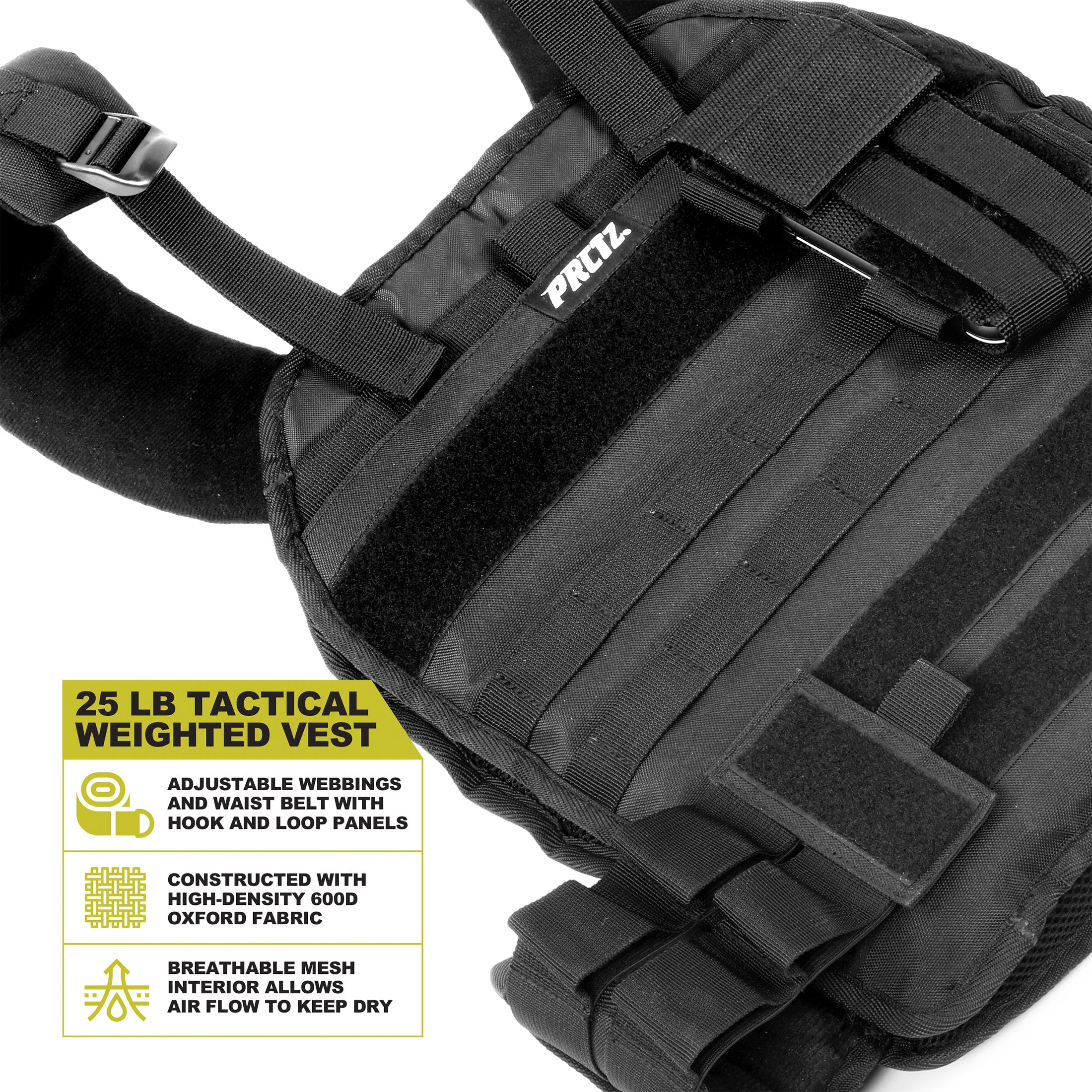 PRCTZ Adjustable Weighted Vest for Men & Women - 4-60 lbs Adjustable Weight - Workout, Running, Strength Training & Fitness Training - Perfect for Home Gym, CrossFit & Outdoor Exercise