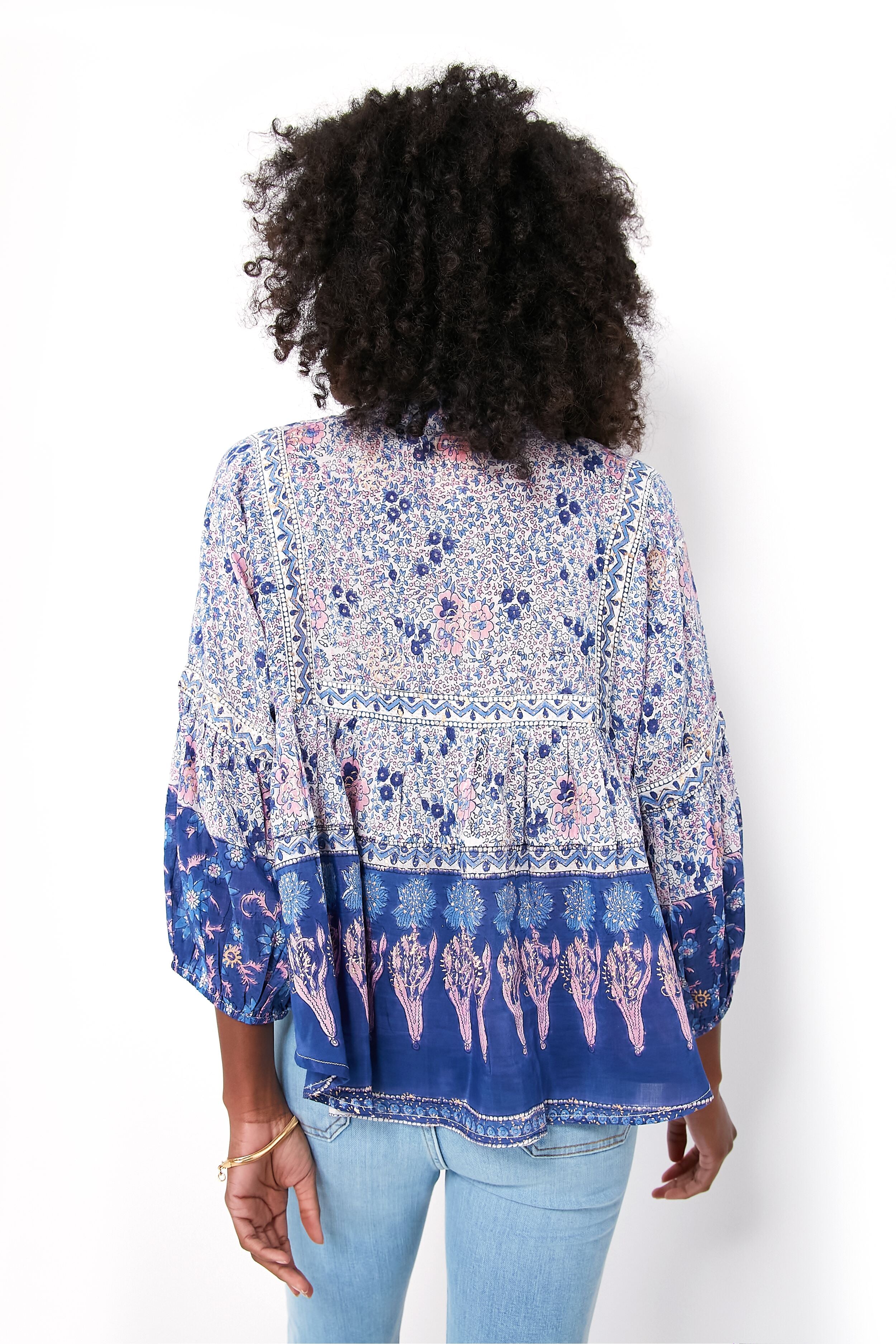 Blue Stella Top for Women - Stylish Casual Blouse for Everyday Wear | Perfect for Office, Date Night & Weekend Outfits