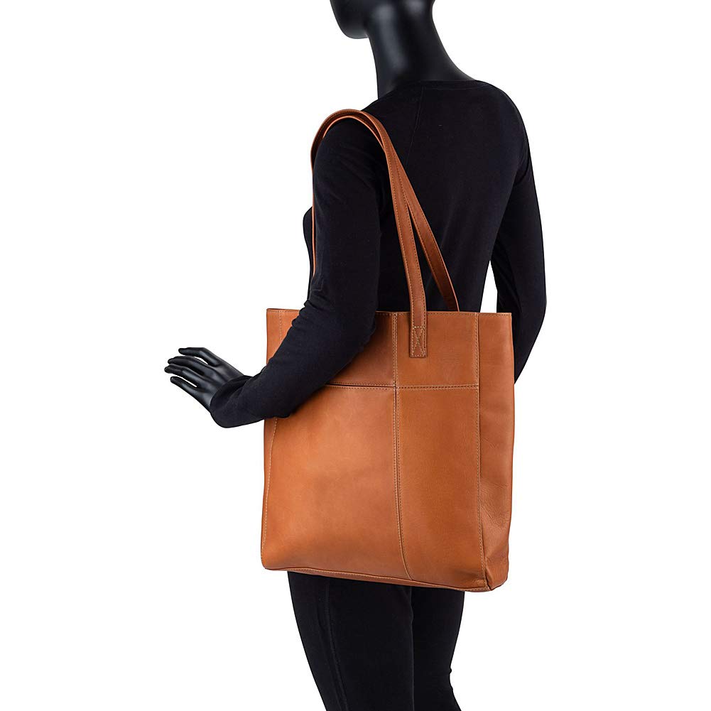 Premium Genuine Leather Tote Bag for Women - Le Donne Spruce Shopper with Dual Adjustable Straps (15