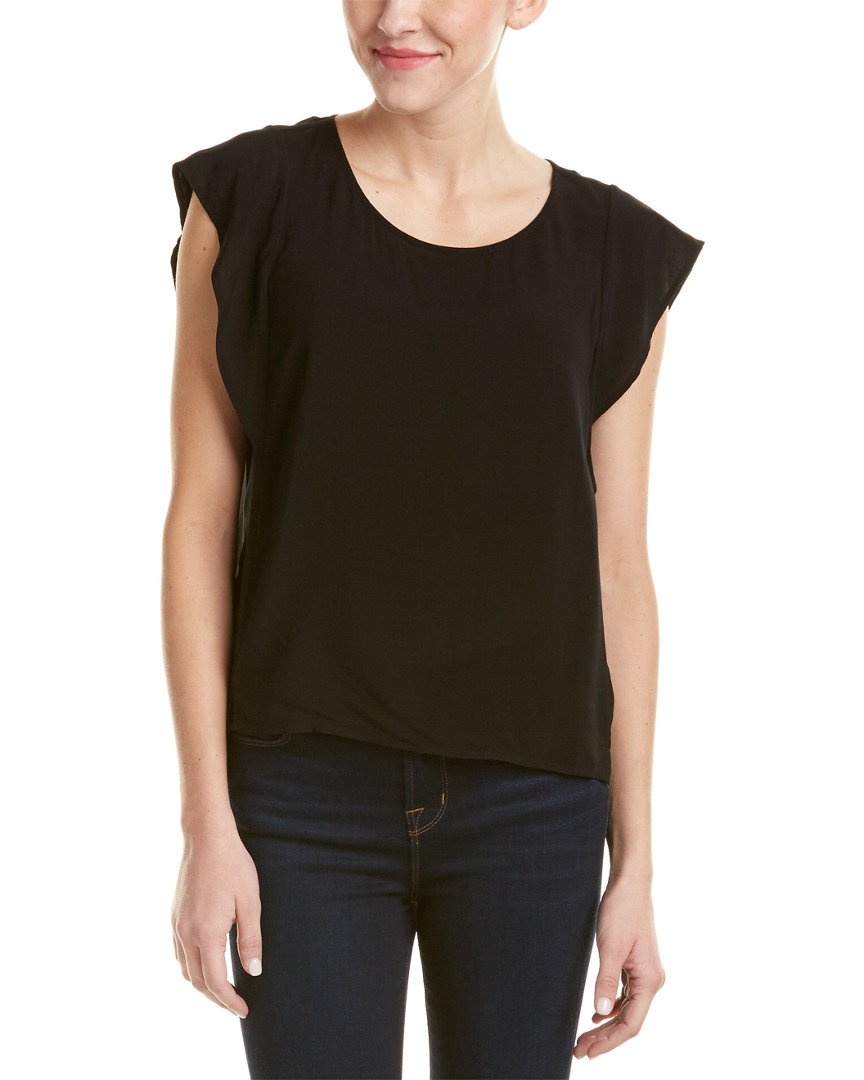 Velvet by Graham & Spencer Women's Cyndee Top - Soft Long Sleeve V-Neck Blouse for Work & Evening Outfits - Size L in Classic Black