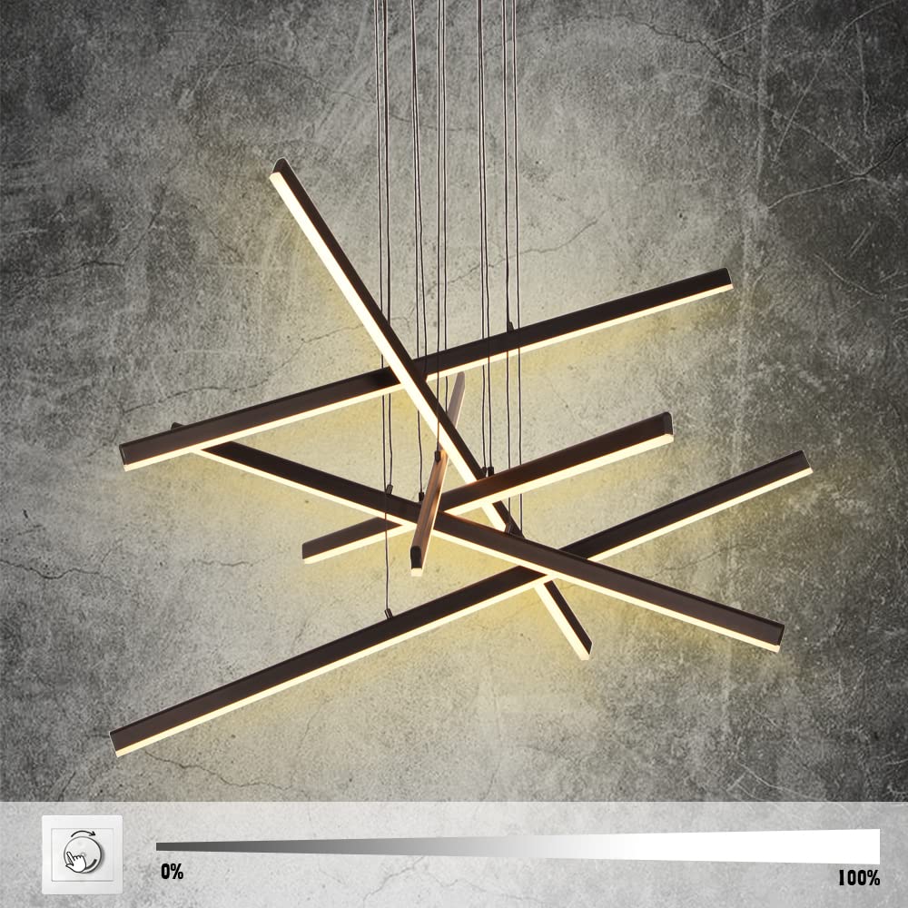 Artop 6-Light Dimmable LED Linear Pendant Chandelier - Modern Adjustable Height Black Light Fixture for Kitchen Island, Dining Room, Living Room, Office & Restaurant | Perfect for Contemporary Spaces & Commercial Lighting