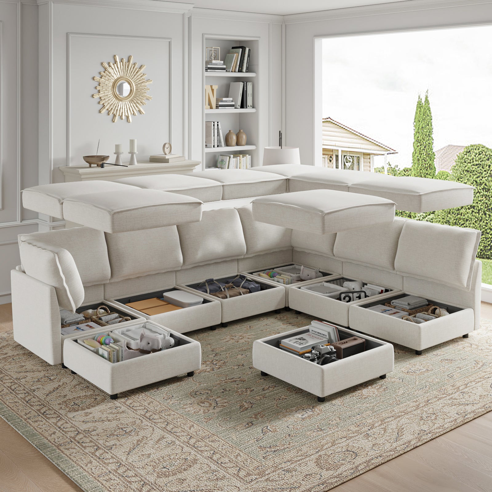 Harmetrix Oversized Soft Sectional Couch with Storage | Modern L-Shaped Sofa Bed with Hidden Compartment | Perfect for Living Room, Family Room & Small Spaces