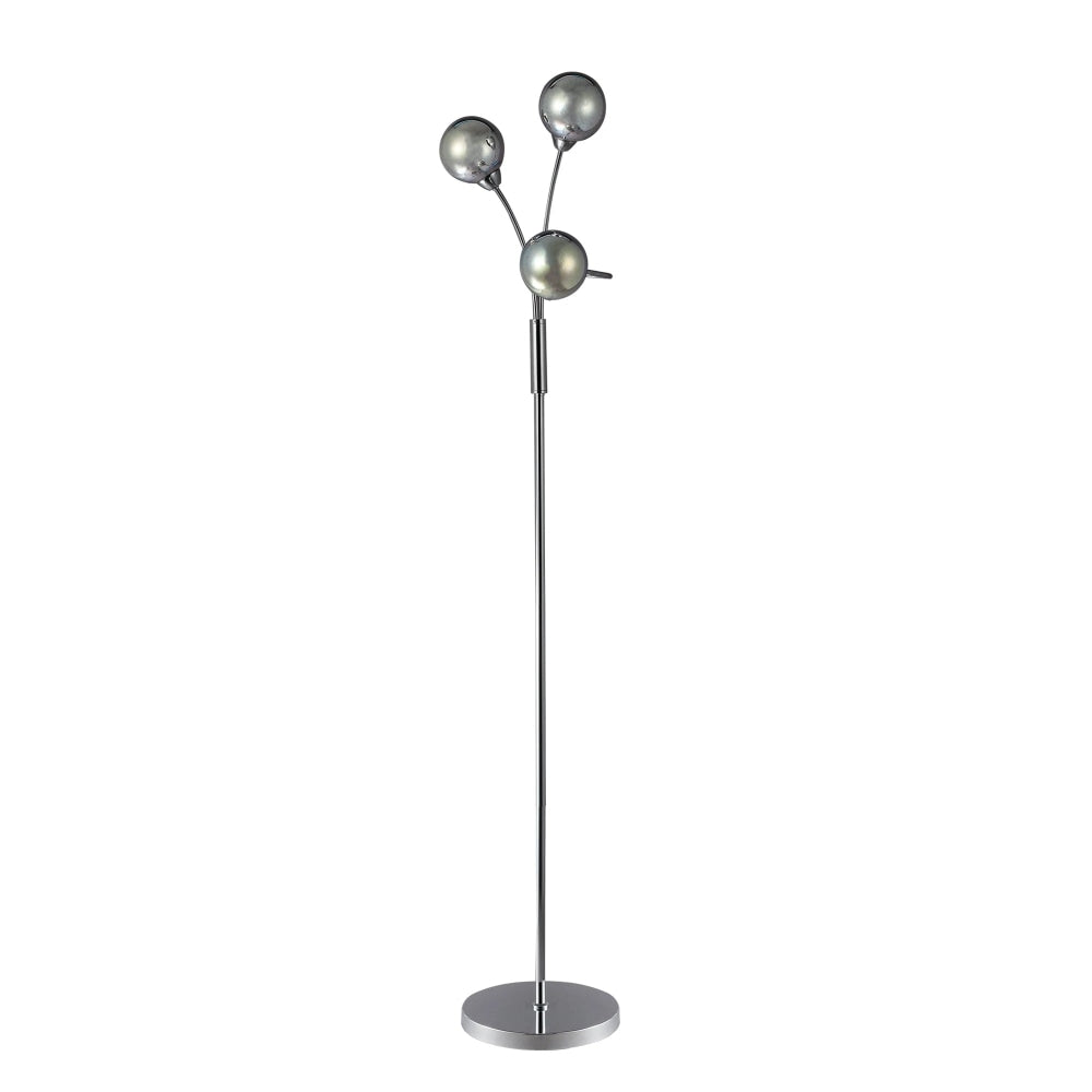 Modern Clara 3 Sphere Glass Shade Floor Lamp with Chrome Metal Base - Elegant Lighting for Living Room, Bedroom, or Office Decor
