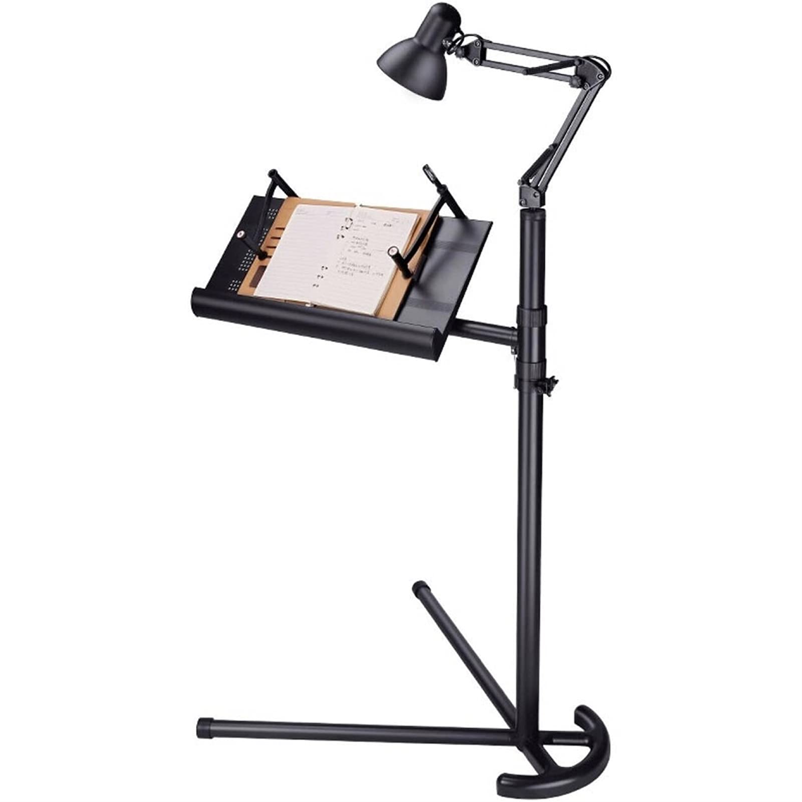 Adjustable Metal Floor Stand for Books, Laptops & Music Sheets - Telescopic Height, Foldable Design - Perfect for Reading, Bedside, Office & Music Practice