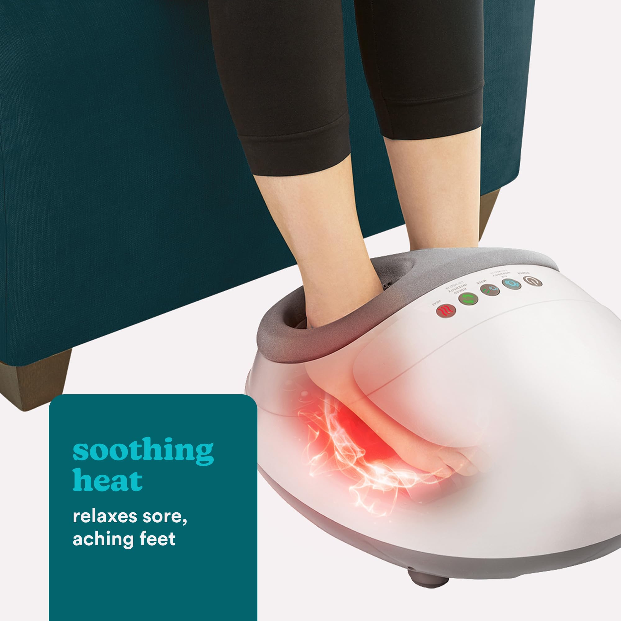 HoMedics Shiatsu Air Pro Foot Massager with Heat & Air Compression - Electric Foot Massage Machine for Stress Relief - Perfect Gift for Women & Seniors - Use at Home, Office, or Travel for Relaxation