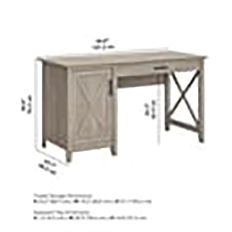 Farmhouse Style Gray Wood Computer Desk with Storage Shelf - Rustic Home Office Desk for Remote Work & Study