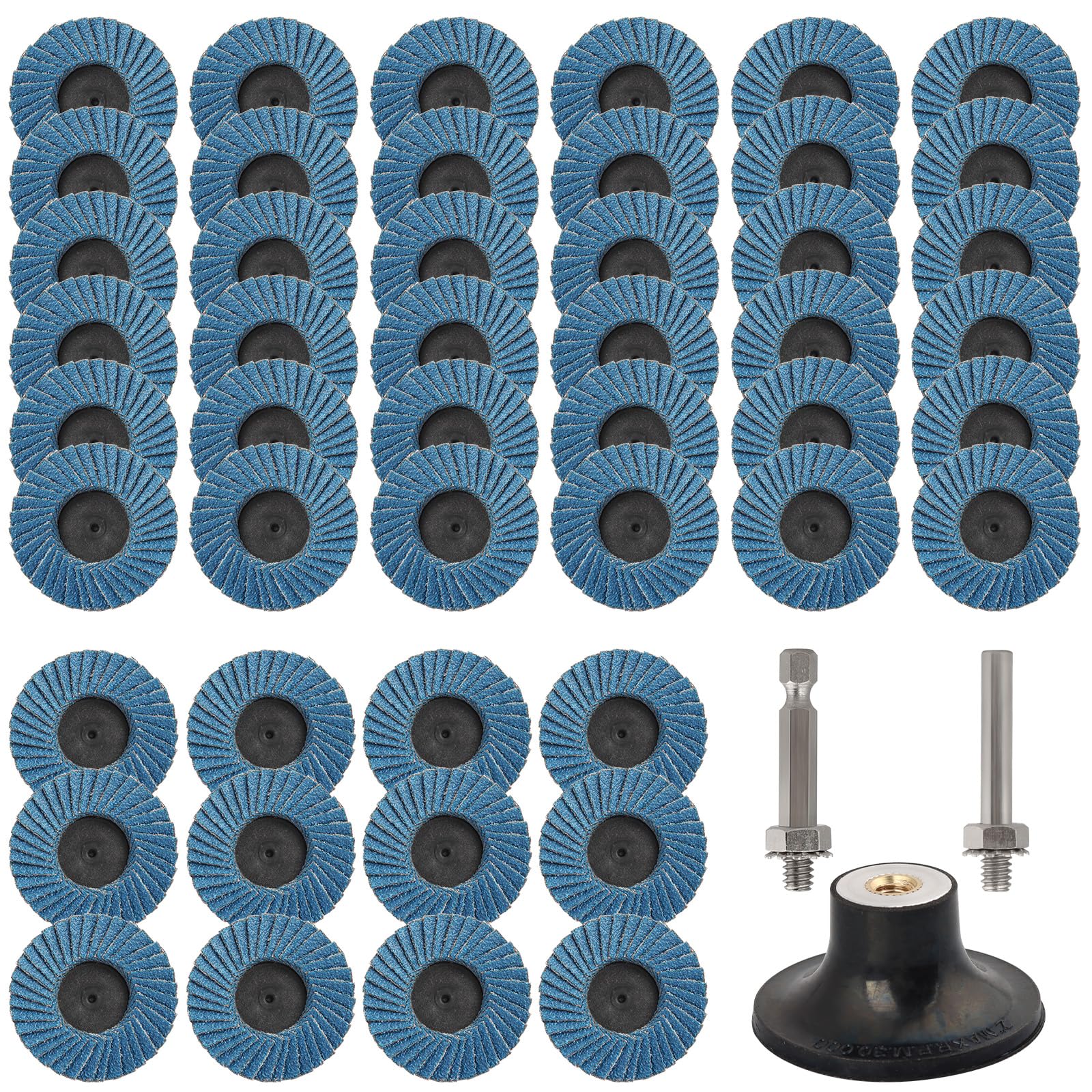 48-Piece 2-Inch Flap Disc Set - 40/60/80/120 Grit Flat Flap Sanding Discs with 1/4-Inch Roll Lock Holder for Angle Grinder - Perfect for Metal Rust Removal, Wood Sanding & Surface Preparation