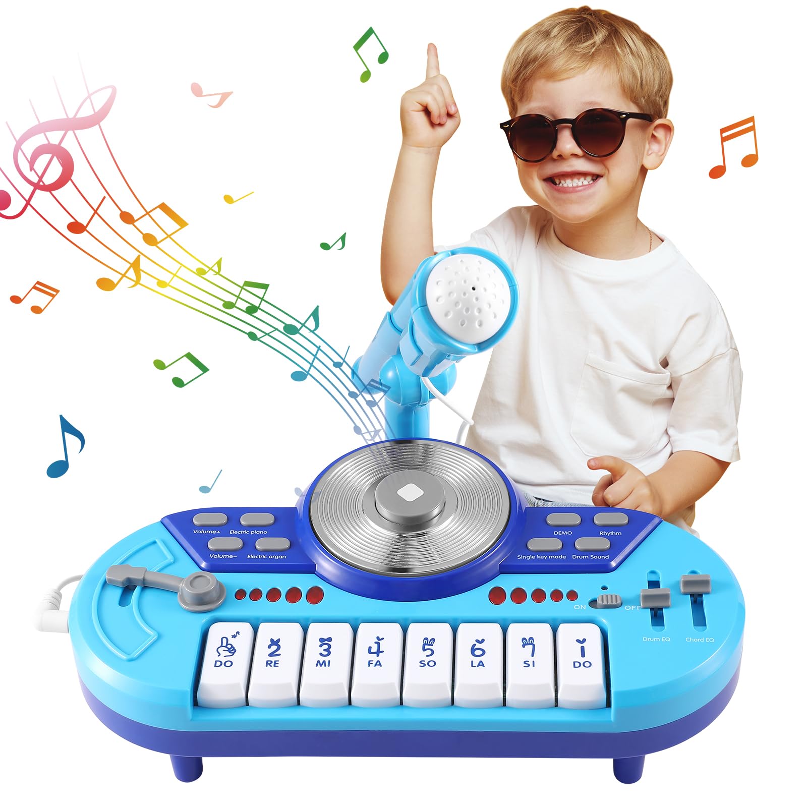 Kids DJ Mixer with Toddler Piano & Microphone - Portable DJ Set with MP3 Function, Musical Toy for Boys & Girls - Perfect Birthday & Christmas Gift for Toddlers (Great for Home Play, Parties & Music Learning)